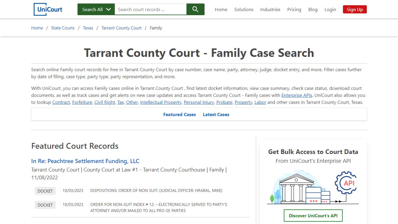 Family Case Search - Tarrant County Court, Texas